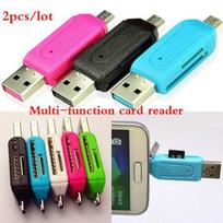 2pcs Universal 2 In 1 Micro USB2.0 OTG Card Reader Adapter for TF/SD Card for Android Smart Phone PC 1pcs