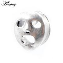 Alisouy 1PC Alloy Casting Ghost Face Oval Ellipse Ear Tunnels Plugs Expander Stretcher Gauges Earrings Piercing Body Jewelry 8mm sidabras