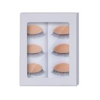 3 Pairs Replaced Eyelids Silicone Double Eyelashes Replacement Eyelids for Mannequin Head Pink white