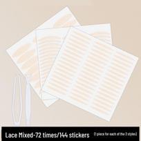 Invisible Olive-Shaped Adhesive Lace Double Eyelid Stickers Includes Y Fork + Tweezers white