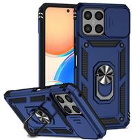 For Honor X8 Case 2022 Magnetic Holder Ring Phone Case For Huawei Honor X8 HonorX8 TFY-LX1 Camera Slide Lens Protect Back Cover For Honor X8 4G mėlyna