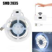 5V USB LED juosta su gestų jutikliu, atspari vandeniui, lanksti, reguliuojamo ryškumo 2835 juosta spintelės, veidrodžio, televizoriaus, miegamojo apšvietimui 1M balta