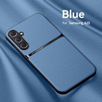 For Samsung Galaxy A25 5G Case Luxury Leather Shockproof Soft Phone Case For Samsung A25 25A A 25 Car Magnetic Holder Back Cover For Galaxy A25 5G mėlyna