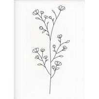 Minimalistinis linijinės dailės gėlių puokštės botaninis plakatas Juodai baltas laukinių gėlių drobės tapyba Sienos menas Svetainės namų dekoras 21cm×30cm NoFrame