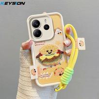 KEYSION Mielas animacinis siuvinėtas pliušinis dėklas Redmi Note 14 5G su dirželiu Smūgiams atsparus telefono dėklas Xiaomi Redmi Note 14 4G for Redmi Note 14