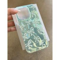 Mint Green Bow Soft Case for iPhone 12/13/14/15 Pro Max iPhone 13