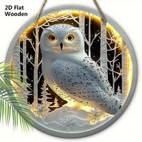 Unikalus pelėdos medinis ženklas - Idealus priekinių durų sienos pakabinamas dekoras - Idealus namų pakabinamas ornamentas 20cm/7.87in balta