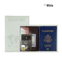 Multi-Color PU Leather Passport Holder with Map Design and Protective Stitching balta