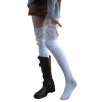 Nėriniai iki šlaunų kojinės moterims Virš kelių kojinės su nėriniais rankogaliais Tamprios ilgos kojinės Bato kojinės mergaitėms Cosplay Pasimatymui balta