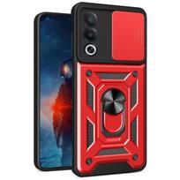 Armor Phone Case For OnePlus Nord 5 CE 5 CE5 5G Cover Lens Protection With Ring Magnetic Stand Holder Coque Fundas Capa OnePlus Nord 5 raudona