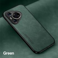 Nubuck Leather Shockproof Magnetic Case for Huawei Pura 80 Pro / 80 Ultra Protective Cover Back Shell Coque Funda Huawei Pura 80 žalia