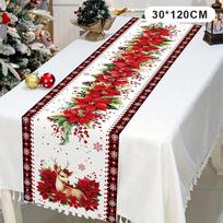 Kalėdinis stalo takelis svetainei, valgomojo stalo dekoracija, kalėdinė spausdinta staltiesė