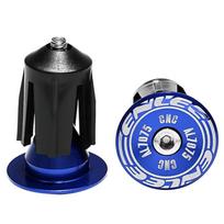 Bicycle Handlebar Plugs Expansion MTB Lock On Grips Mountain Bike Aluminum Alloy Handlebar End Cap Cuff For Handle Cover mėlyna