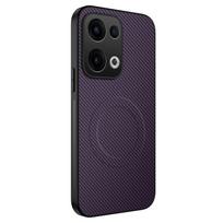 For OPPO Reno 13 Premium Carbon Fiber Magnetic Phone Case For Oppo Reno 13 Pro TPU Soft Wireless Chage Phone Cover Reno 13F Case Oppo Reno13 F violetinė