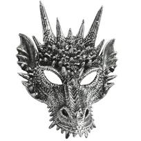 Drakono galvos kaukė vaikams, suaugusiems, festivaliams, vakarėliams, cosplay, persirengimui, Helovino cosplay sidabras