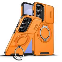 Šarvuotas Smūgiams Atsparus Magnetinis Žiedas Stovas Laikiklis Telefono Dėklas Skirtas Samsung Galaxy S26Edge S26 Ultra Plus Kameros Atlenkiamas Apsauginis Dangtelis For Galaxy S26 oranžinė