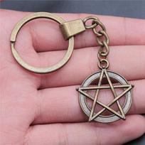 30mm Keychains Sun Moon Pentagram Vintage Jewelry Supplies QY047 A06-1pcs-28x31mm