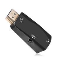 1080P HDMI į VGA keitiklis adapteris + 3,5 mm garso ir vaizdo lizdas Full HD kompiuteriui nešiojamam kompiuteriui juoda