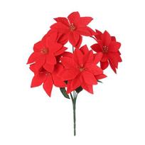13 Inch Artificial Poinsettia Flower 5/7 Heads Red Christmas Fake Poinsettia Faux Silk Poinsettia Bouquet with Stem 5T 1pc