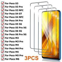 3PCS Protective Glass for Poco X3 X4 GT X5 X6 Pro NFC 5G Screen Protector for Xiaomi Poco M6 M5 M5S M4 M3 M2 Pro Glass Film For POCO M2 balta