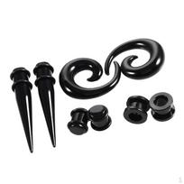 12G-00G Acrylic Tapers + Tunnels Spiral Ear Gauges Expander Kit Jewelry for Women Men Unisex 5mm