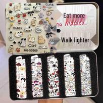 Best-Selling Grasshopper Lighter with Cute Puppy & Penguin DIY Decorative Stickers