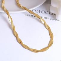 Moteriški prancūziško vintažo papuošalai, titano plieno chokeriai, kaklo vėriniai, apyrankės, padengti 18K auksu, pintos, susuktos gyvatės grandinėlės necklace