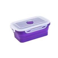 Silikoninis sulankstomas sulankstomas pietų Bento Box Bowl maisto salotų laikymo konteineris 350ml violetinė