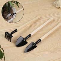 3pcs Gardening Tools Set Plant Shovel Rake Spade Wood Handle Iron+Wood