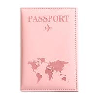 1pc PU Slim & Portable Passport Holder Essential Cruise Passport Cover for Travel Map rožinė