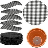 100 Pieces Set Bonsai Pots Mesh Pad Flower Pot Drainage Mat 2.5cm black