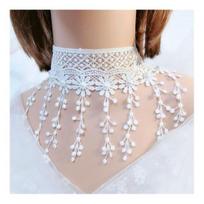Moterų vakarėlio karoliai tuščiaviduriai nėriniai dirbtinių perlų dekoras Kutas Prom Cosplay Helovinas Carnival Choker Vestuvių pasirodymas Kaklo papuošalai A