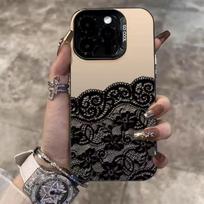 Silver Lace Texture Phone Case for Apple 17/16/15 Pro and 14 Pro Max/13/12 17 Pro