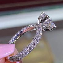 Wish Hot Selling Princess-Cut Rhinestone Ring: European & American Fashion Engagement Band Size 11 sidabras