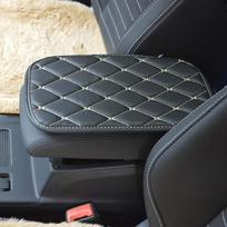 Luxury Car Armrest Pad - Universal Fit, Quilted Diamond Pattern, Comfortable Cushioning for Vehicle Center Console, Auto Interior Accessories