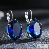 Elegant Oval Cut Crystal Drop Earrings with Silver Plated Setting and Secure Leverback Closure for Women Fashion Jewelry One Size