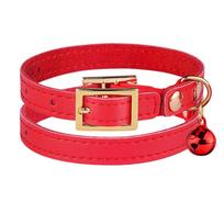 Cat Collar Necklace with Bell - Anti-Choking Genuine Cowhide, Hot Seller S 1cm x 22-28cm raudona