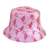 Double Sided Sun Guard Sun Hat Broad Edge Reversible Bucket Hat Lightweight Polyester For Outdoor Sports Fishing flamingo rožinė spalva