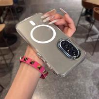 Case for HONOR 200 Lite Minimal Semi-Transparent Magnetic Casing Raised Electroplated Lens Bezel Anti-Slip Drop Resistant Protective Shell HONOR 200 PRO