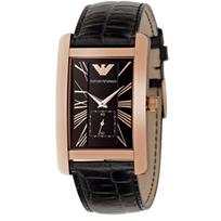 Emporio Armani AR0168 Stačiakampis Vyriškas Laikrodis Rožinio Aukso 37mm juoda