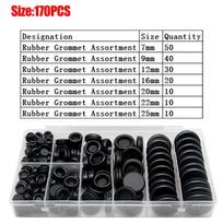 Rubber Grommet Ring Assortment Kit Ring Gasket Firewal Hole Plug Set for Cable Wire Electrical Plumbing Automotive Protection 170PCS with box
