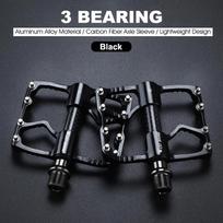 WEST BIKING Carbon Fiber Tube Bicycle Pedals MTB BMX Road Bike Cycling Footrest Lightweight CNC Aluminum Alloy 3 Bearings Pedal 098 Black