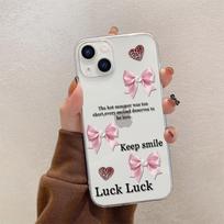 Niche ins sweet pink bow Apple 15ProMax mobile phone case iPhone13 Korean 16 protective case iphone17