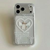 ins Korean Angel Love Rabbit Suitable for Apple 16/17Promax Mobile Phone Case IP15 Transparent Space Case 14 IPhone17ProMax