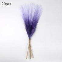 20pcs Purple Gradient Faux Pampas Grass Fluffy Artificial Pampas Grass Garden Decoration for Boho Home Wedding Vase Decorations