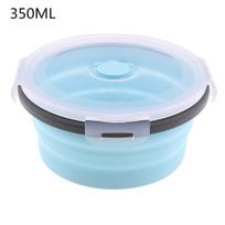 350 ml / 500 ml / 800 ml / 1200 ml nešiojama apskrito dydžio silikoninė sulankstoma pietų dėžutė Bento dėžutė 350ML mėlyna