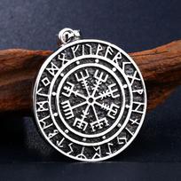 Unisex kompaso simbolis Viking Odin Runic Amuletas karoliai pakabukas iš nerūdijančio plieno sidabras