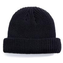 Unisex rudens žieminė briaunota megzta kepurė Minkšta rankogaliais trumpa melioninė kepurė Vyriška tamsiai mėlyna stiliaus kepurė 54cm-60cm juoda