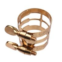 Dvigubo sraigtinio reguliavimo saksofono ligatūra kompaktiška patvari saksofono ligatūra su kandiklio dangteliu without saxophone cap auksas