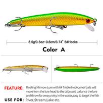 Masalas Minnow 10 spalvų kietas masalas plūduriuojantis Minnow 9,5 cm 8,5 g plastikinis masalas